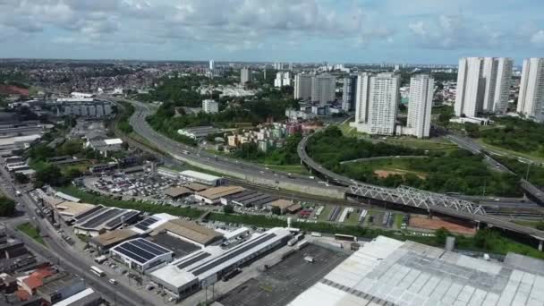 Salvador Bahia Brazil March 2022 Aerial View Vehicle Traffic Viaducts — Vídeo de Stock
