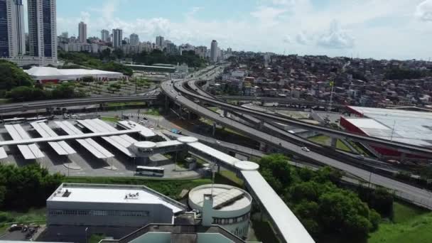 Salvador Bahia Brazil March 2022 Aerial View Vehicle Traffic Viaducts — Vídeo de Stock