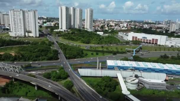 Salvador Bahia Brazil March 2022 Aerial View Vehicle Traffic Viaducts — Stockvideo