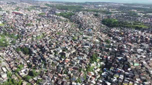 Salvador Bahia Brazil March 2022 Aerial View Housing Favela Rotula — Stockvideo
