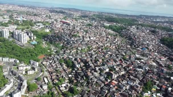 Salvador Bahia Brazil March 2022 Aerial View Housing Favela Rotula — Vídeo de Stock