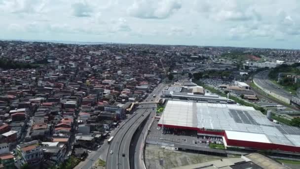 Salvador Bahia Brazil March 2022 Aerial View Housing Favela Rotula — Vídeo de Stock