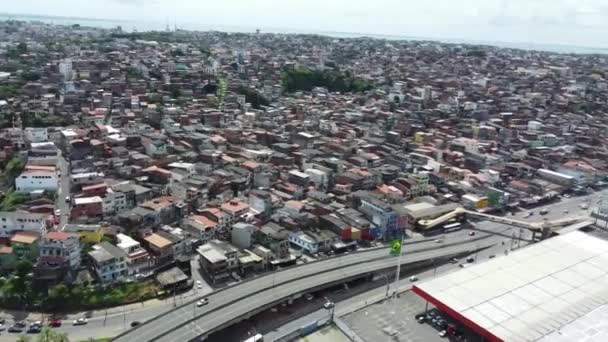 Salvador Bahia Brazil Maart 2022 Luchtfoto Van Huisvesting Een Favela — Stockvideo