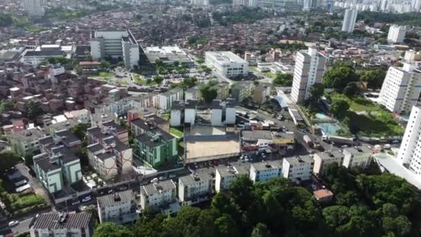 Salvador Bahia Brazilië April 2022 Vanuit Lucht Uitzicht Huizen Wijk — Stockvideo