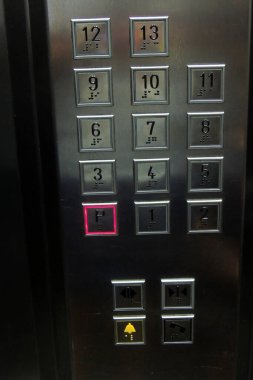 salvador, bahia, brazil - may 3, 2022: Buttons of an elevator cabin in a residential condominium in the city of Salvador.