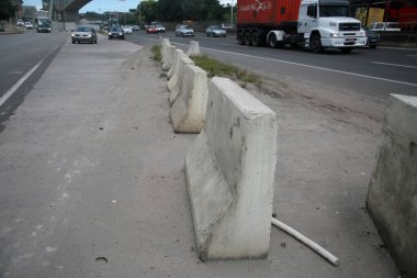 salvador, bahia, brazil - april 11, 2022: protection barrier made of concrete for traffic control.