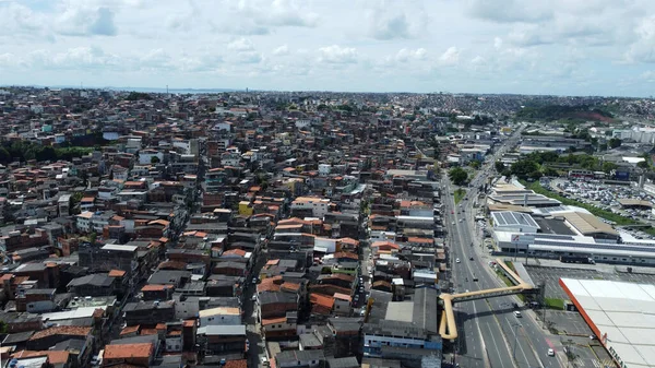 Salvador Bahia Brasil Março 2022 Vista Moradia Área Favela Cidade — Fotografia de Stock