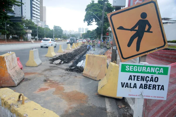 Salvador Bahia Brasile Gennaio 2022 Vista Dei Lavori Implementazione Del — Foto Stock