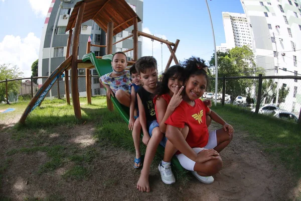 Salvador Bahia Brazil May 2022 Children Play Playground Residential Condominium — Photo