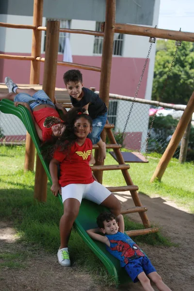 Salvador Bahia Brazil May 2022 Children Play Playground Residential Condominium — Photo