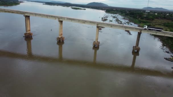 Ibotirama Bahia Brazil May 2022 Bridge Sao Francisco Riverbed City — Stock Video
