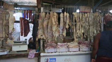 salvador, bahia, brazil - april 30, 2022: Bolvina jerky for sale on display at a stall at the Sao Joaquim fair in the city of Salvador.