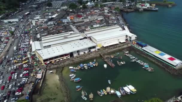 Salvador Bahia Brazil April 2021 Kapal Nelayan Pelabuhan Dekat Sao — Stok Video