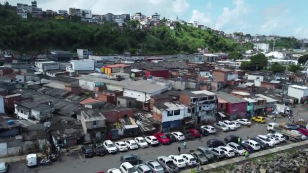 Salvador Bahia Brazilië April 2022 Vanuit Lucht Uitzicht Sao Joaquim — Stockvideo