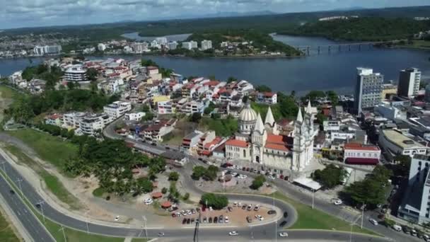 Ilheus Bahia Brazil Junio 2022 Vista Catedral Sao Sebastiao Ciudad — Vídeo de stock