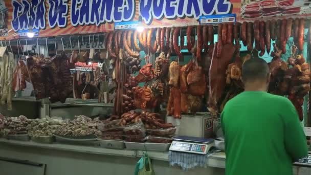 Salvador Bahia Brazil April 2022 Smoked Meat Sale Display Stall — Stock video
