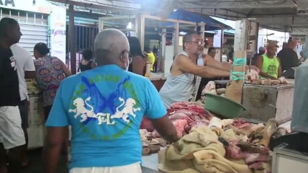 Salvador Bahia Brazil April 2022 Bolvina Kött Och Inälvor Till — Stockvideo