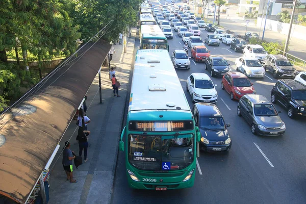Salvador Bahia Brazil February 2022 Vehicles Traffic Jackles Avenida Tacredo — 스톡 사진