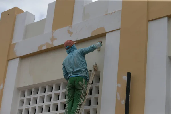 Ipira Bahia Brasil Junio 2022 Pintor Paredes Hace Trabajo Renovación — Foto de Stock