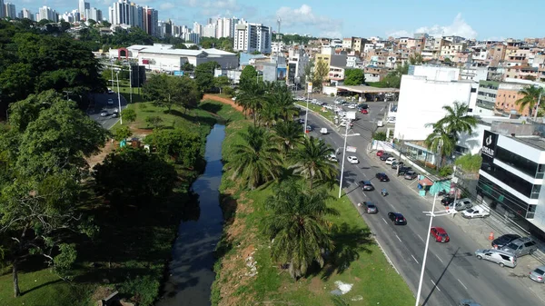 Salvador Bahia Brasil Febrero 2022 Mediana Una Avenida Región Lucaia — Foto de Stock