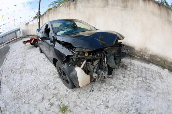 Salvador Bahia Brazil June 2022 Vehicle Dented Front Due Traffic — Stock Photo, Image
