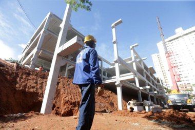 Salvador, Bahia, Brezilya - Haziran 6, 2022: Salvador 'da bir devlet hastanesi inşaatı devam ediyor..