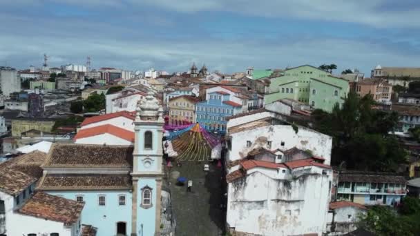 Salvador Bahia Brazylijski Czerwiec 2022 Widok Dekoracji Chorągwiami Przyjęcia Sao — Wideo stockowe