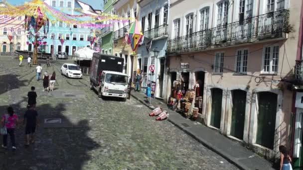 Salvador Bahia Brazil Ιουνίου 2022 Θέα Της Διακόσμησης Πανό Για — Αρχείο Βίντεο