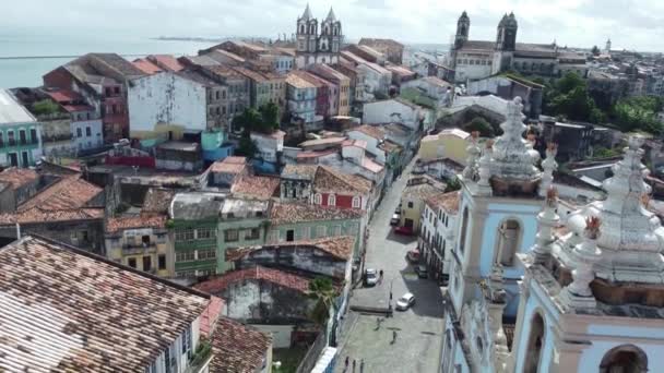 Salvador Bahia Brazil Июня 2022 Вид Украшения Баннерами Партий Сан — стоковое видео