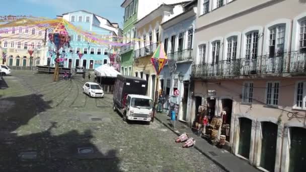 Decoração Sasalvador Bahia Brasil Junho 2022 Vista Decoração Com Bandeiras — Vídeo de Stock