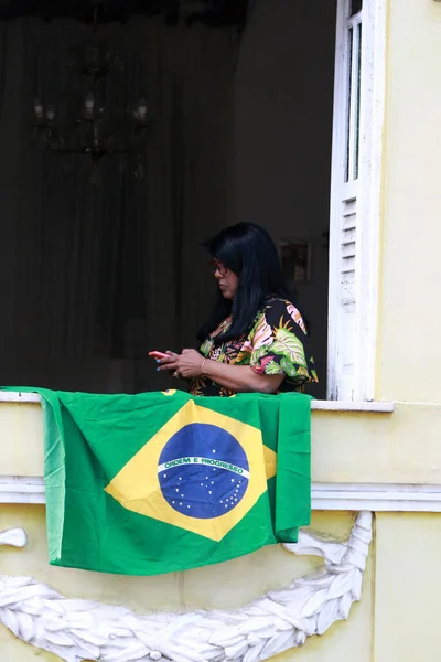 Salvador Bahia Brésil Juillet 2022 Drapeau Brésil Lors Des Festivités — Photo