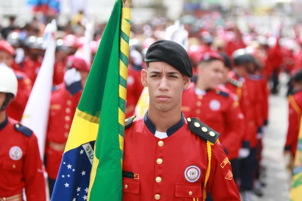 Salvador Bahia Brazylijski Lipca 2022 Uczniowie Szkół Publicznych Wykształceniem Wojskowym — Zdjęcie stockowe
