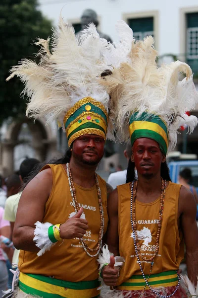 Salvador Bahia Brazylijski Lipca 2022 Indianie Widziani Podczas Uroczystości Dois — Zdjęcie stockowe