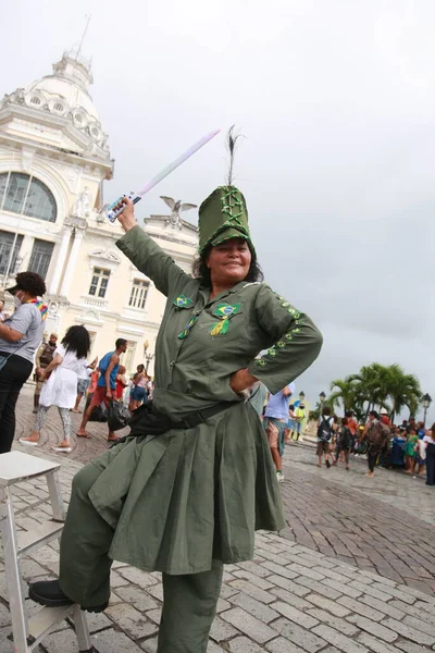 Salvador Bahia Brasil Julio 2022 Una Mujer Viste Disfraz Heroína — Foto de Stock
