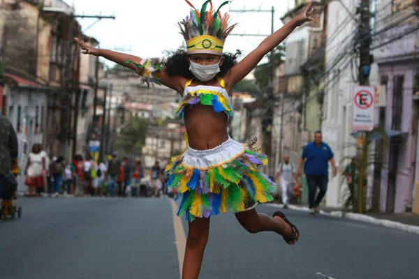 바히아 브라질 2022 살바도르에서 독립을 축하하는 기간에 인도인 복장을 — 스톡 사진
