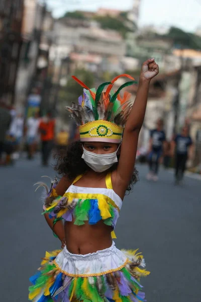 바히아 브라질 2022 살바도르에서 독립을 축하하는 기간에 인도인 복장을 — 스톡 사진