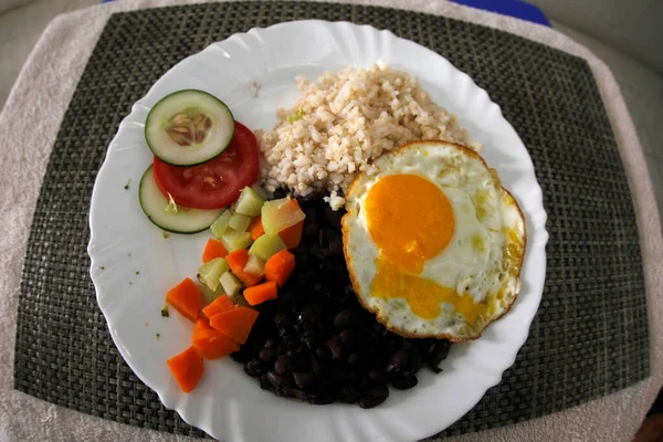 Salvador Bahia Brasil Junho 2022 Prato Com Feijão Preto Salada — Fotografia de Stock