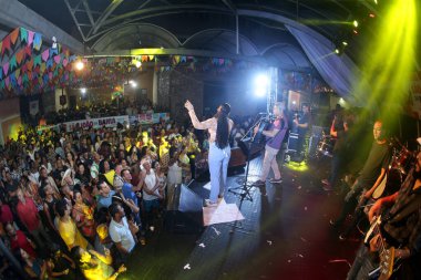 salvador, bahia, brazil - june 26, 2022: The singer Cicinho de Assis during a party in honor of Sao Joao in Pelourinho, the historic center of Salvador.