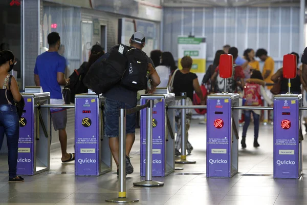 Salvador Bahia Brazil June 2022 Passengers Waiting Train Airport Station — Zdjęcie stockowe