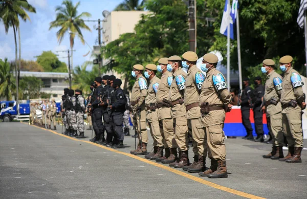 Salvador Bahia Brasil Fevereiro 2022 Membros Polícia Militar Bahia São — Fotografia de Stock