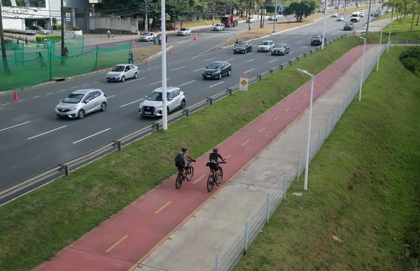 Salvador Bahia Brazil January 2022 Cyclist Riding Bicycle Bike Path —  Fotos de Stock