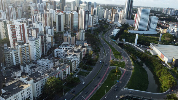 Salvador, bahia, brazil - july 19, 2022: vista aerea de edificios residencias no bairro da Pituba na cidade de Salvador.