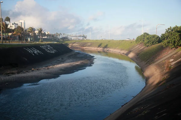 Salvador Bahia Brazil July 2022 View Sewage Water Channel Camurujipe — ストック写真