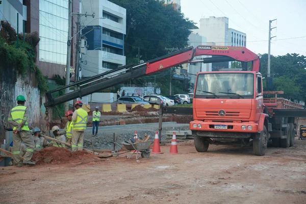 Salvador Bahia Brazil July 2022 Munck Truck Workers Working Construction — Photo