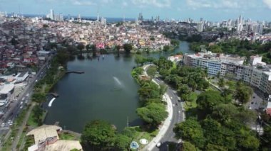 salvador, bahia, brazil - august 3, 2022: aerial view of Dique do Tororo in Salvador city.