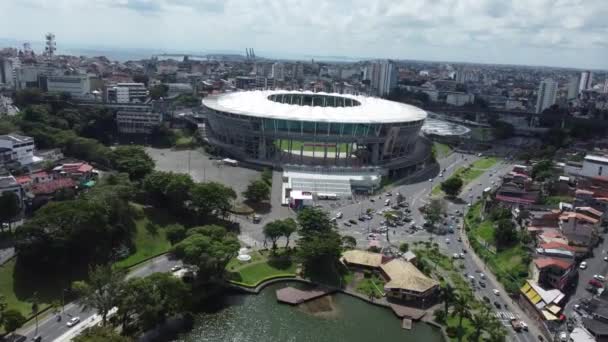 Σαλβαδόρ Μπαΐα Βραζιλία Αυγούστου 2022 Αεροφωτογραφία Του Estadio Arena Fonte — Αρχείο Βίντεο