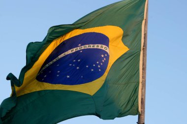 salvador, bahia, brazil - september 5, 2022: flag of Brazil is seen on a flagpole in the city of Salvador.