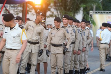 salvador, bahia, brazil - september 5, 2022: officers of the Bahia Military Police are seen during a parade in barracks in the city of Salvador.