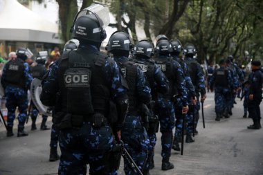 salvador, bahia, brazil - september 7, 2022: members of the Salvador Municipal Guard participate in the military parade commemorating the independence of Brazil, in the city of Salvador.