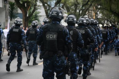 salvador, bahia, brazil - september 7, 2022: members of the Salvador Municipal Guard participate in the military parade commemorating the independence of Brazil, in the city of Salvador.